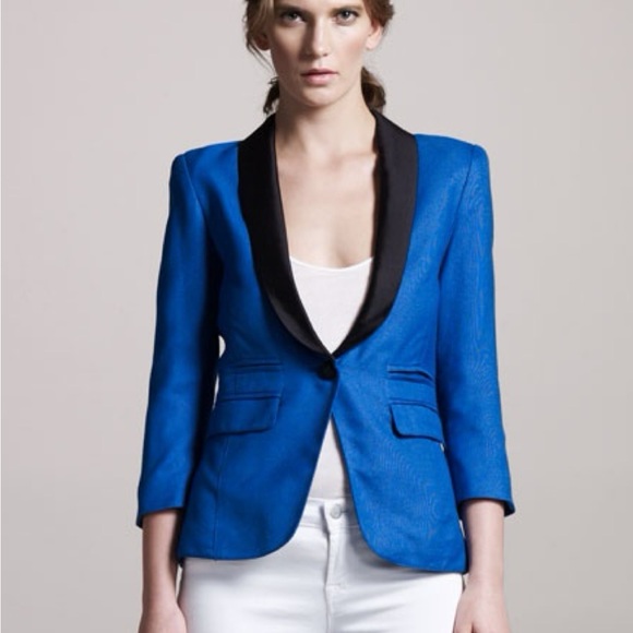 Smythe Shawl-Collar Blazer in Blue Size 8 - Picture 2 of 12